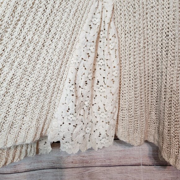 Anthropologie Sirretta Cardigan With Lace Trim Knitted & Knotted Women's Size L - Picture 15 of 16